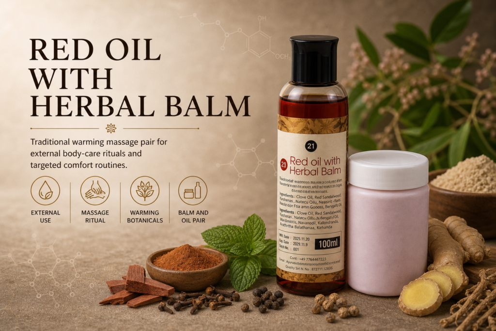Red Oil with Herbal Balm: Traditional External Massage Pair